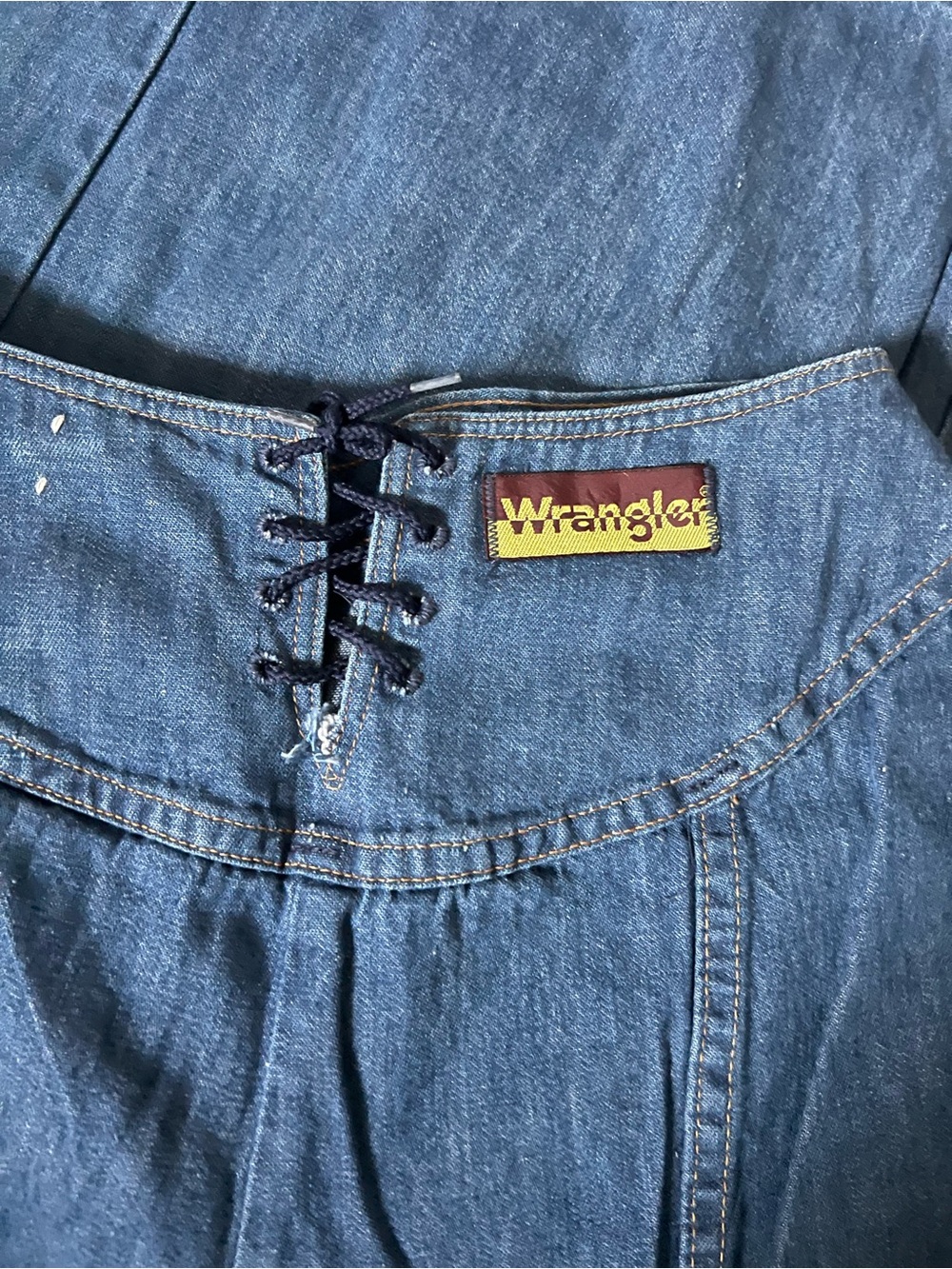 Wrangler Blue Denim Women's Jeans Overalls with Lace-Up Front